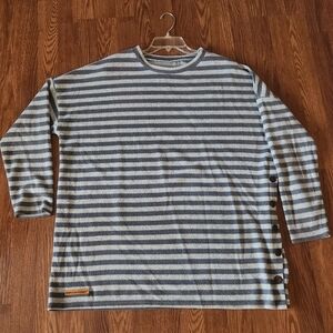 Striped Gray  And Light Gray Women's Tunic